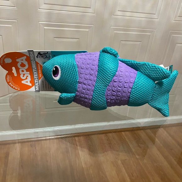 - ASPCA Multi-Textured Fish Clinker & Squeaky Dog Toy 12” - Picture 6 of 7